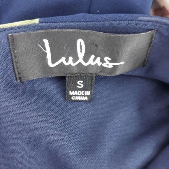 Lulu's Dress The Very Thought Of You 539682 Flounce Shawl Floral Gown Navy Sz S - Picture 3 of 16